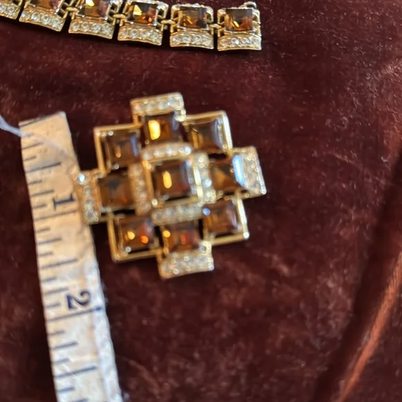 5 piece BOGOFF Elegant Gold and Brown Rhinestones Set, Hollywood Glam , Deco